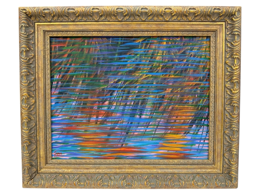 Gerrit Greve (1948-2024, Cardiff by the Sea, CA) Original Acrylic Painting On Canvas Titled 'Water Reeds Reflections'  Signed Lower Left And Verso 14' X 11' Framed 18' X 15' Estimate $154 - $193 [Photo 2]