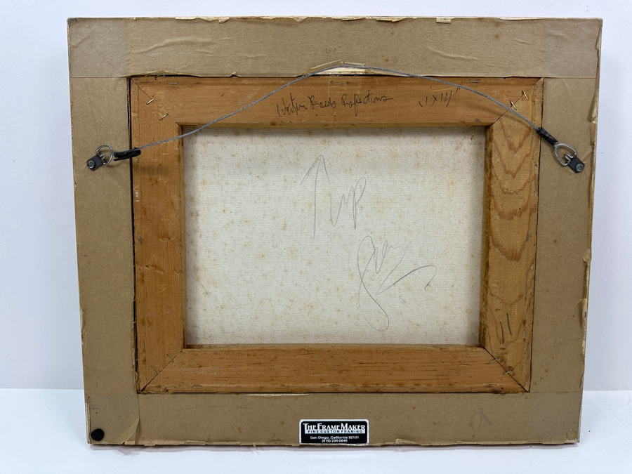 Gerrit Greve (1948-2024, Cardiff by the Sea, CA) Original Acrylic Painting On Canvas Titled 'Water Reeds Reflections'  Signed Lower Left And Verso 14' X 11' Framed 18' X 15' Estimate $154 - $193 [Photo 5]