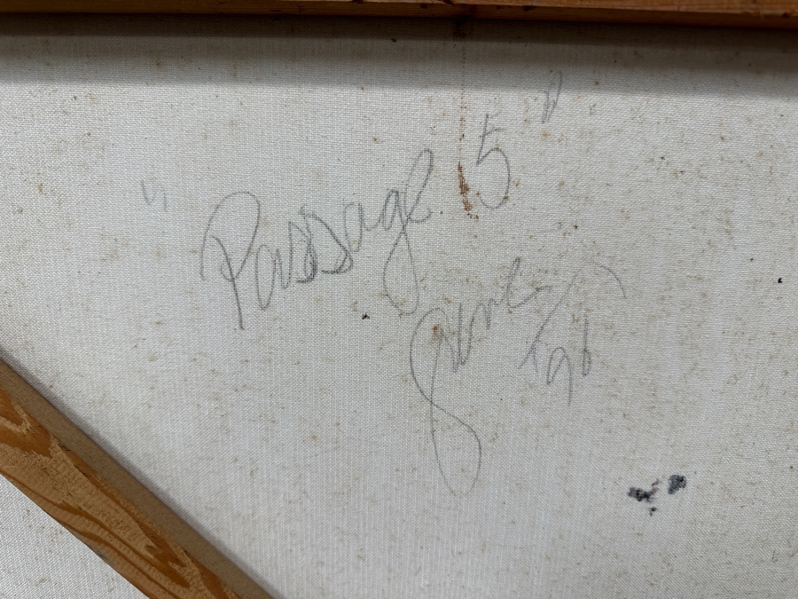 Gerrit Greve (1948-2024, Cardiff by the Sea, CA) Original Acrylic Painting On Canvas Titled 'Passage 5' 1996 Signed Verso 48' X 48' Framed 52.5' X 52.5' Estimate $2,304 - $2,880 [Photo 15]