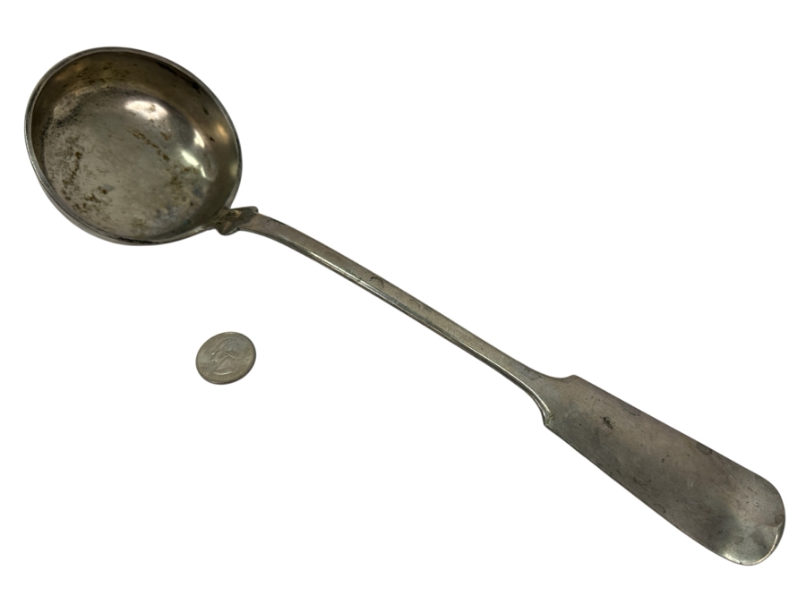 Antique Coin Silver Ladle Neuffer 13'L 187g Silver Melt Value $195 [Photo 2]