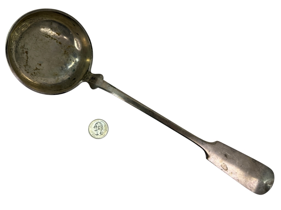 Antique Coin Silver Ladle Neuffer 13'L 187g Silver Melt Value $195