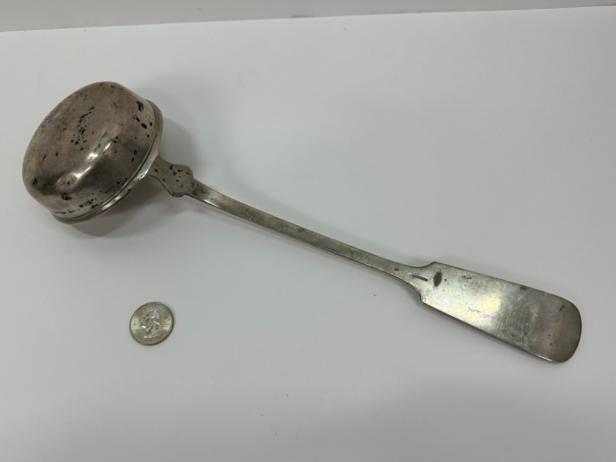 Antique Coin Silver Ladle Neuffer 13'L 187g Silver Melt Value $195 [Photo 5]