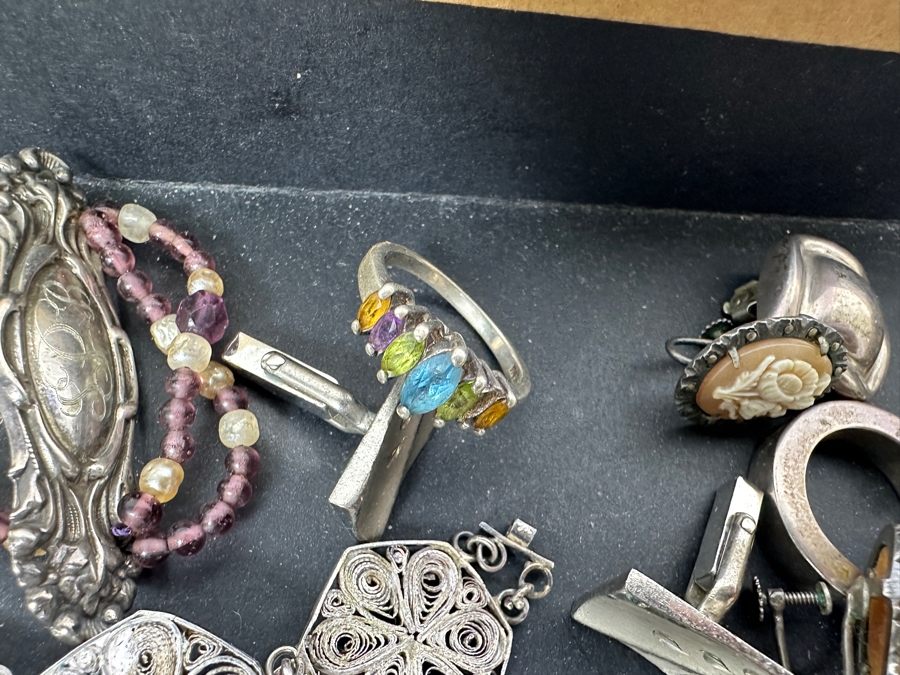 Sterling Silver Lot With Various Jewelry Pieces 273g - Approximate Melt Value Is $290 [Photo 6]