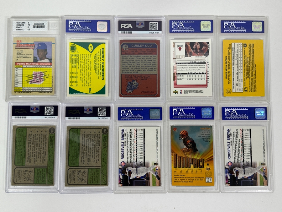 (10) Graded Football, Basketball & Baseball Cards PSA / Beckett: Dave Winfield, Barry Sanders, Kevin Brown, Pedro Martinez & More [Photo 9]