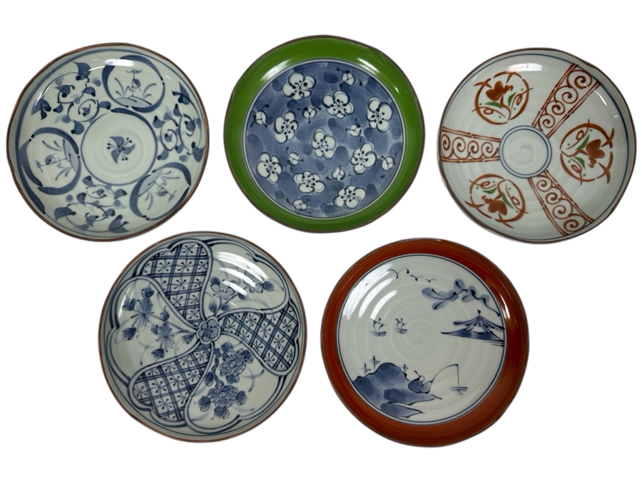 (5) Hand Painted Japanese Dessert Plates 6'W [Photo 1]