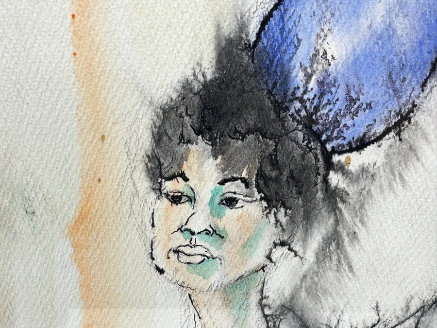 Jeff Donaldson (1932-2004, American) Original 1959 Watercolor Painting From Leader Who Helped Define The Black Arts Movement Of The 1960s & Co-Founder Of AfriCOBRA 9.5 X 19 Framed 15.5 X 25 [Photo 3]