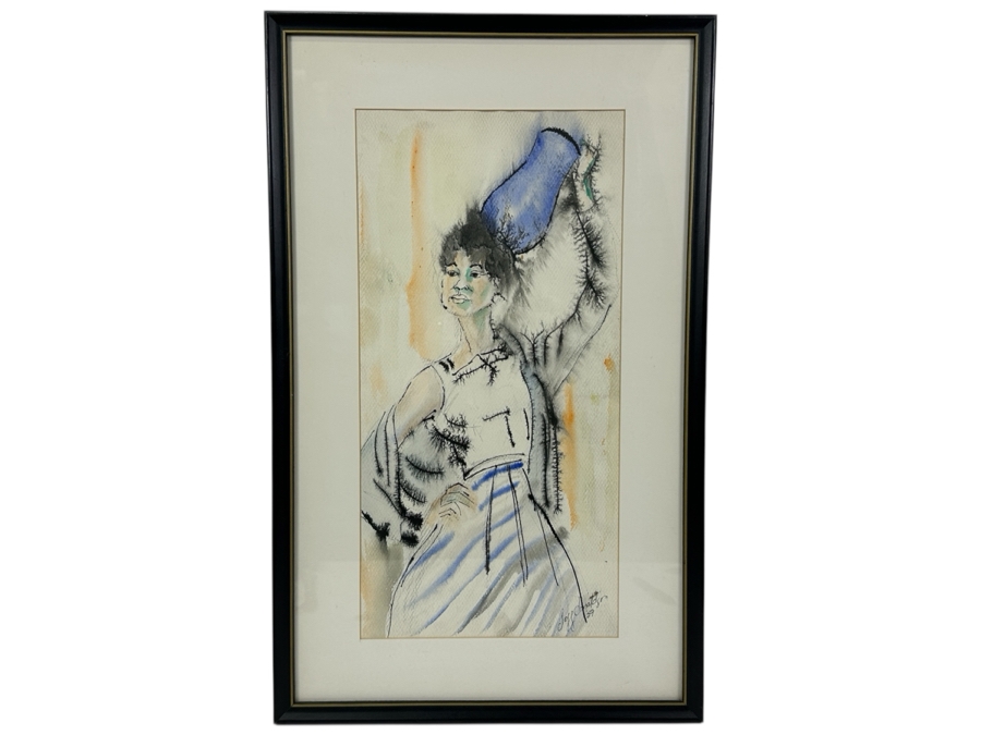 Jeff Donaldson (1932-2004, American) Original 1959 Watercolor Painting From Leader Who Helped Define The Black Arts Movement Of The 1960s & Co-Founder Of AfriCOBRA 9.5 X 19 Framed 15.5 X 25 [Photo 2]