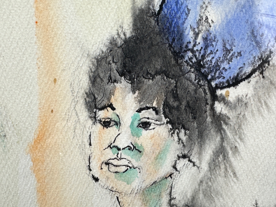 Jeff Donaldson (1932-2004, American) Original 1959 Watercolor Painting From Leader Who Helped Define The Black Arts Movement Of The 1960s & Co-Founder Of AfriCOBRA 9.5 X 19 Framed 15.5 X 25 [Photo 9]