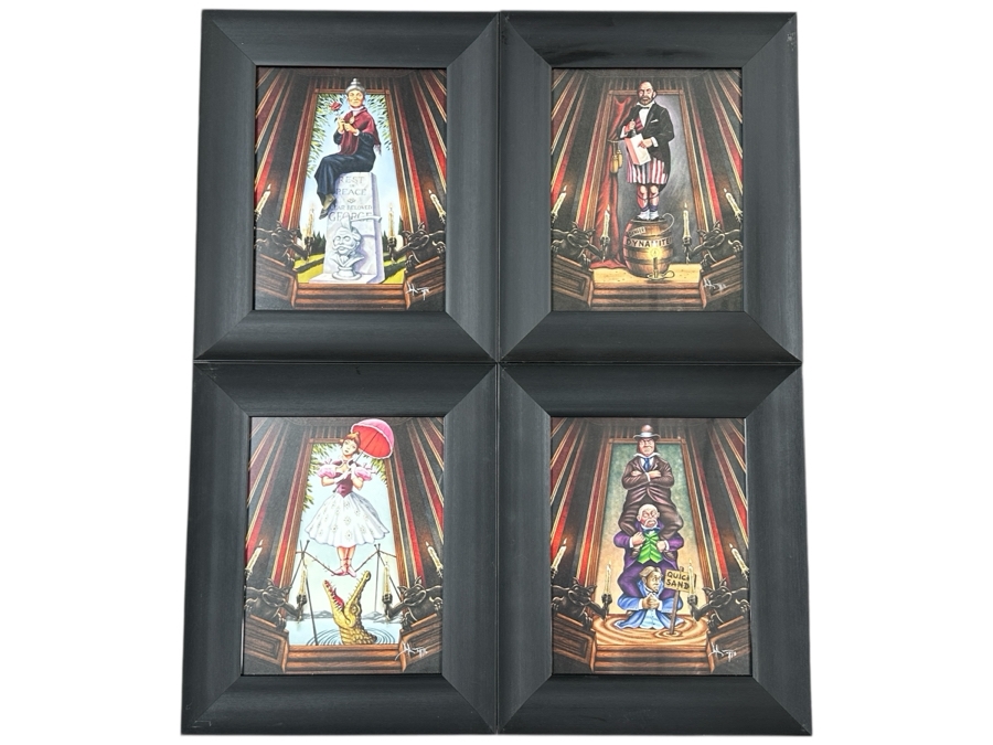 4-Piece Disneyland Haunted Mansion Print Set Individually Hand Signed And Framed 10.5 X 13.5 Framed 16.5 X 19