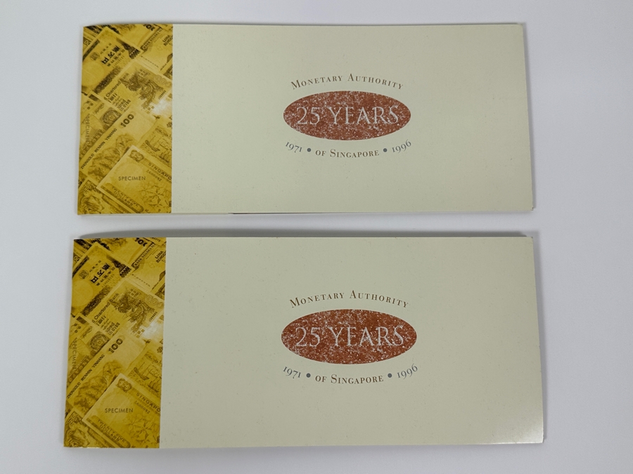 Pair Of Mint Uncirculated Singapore Twenty Five Dollars Bills Commemorating 25 Years Of Singapore 1971-1996 [Photo 11]
