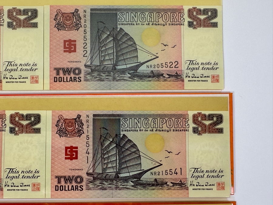(6) Mint Uncirculated Singapore Two Dollar Bills The 'Ship' Series Paying Tribute To Merchant Shipping [Photo 4]