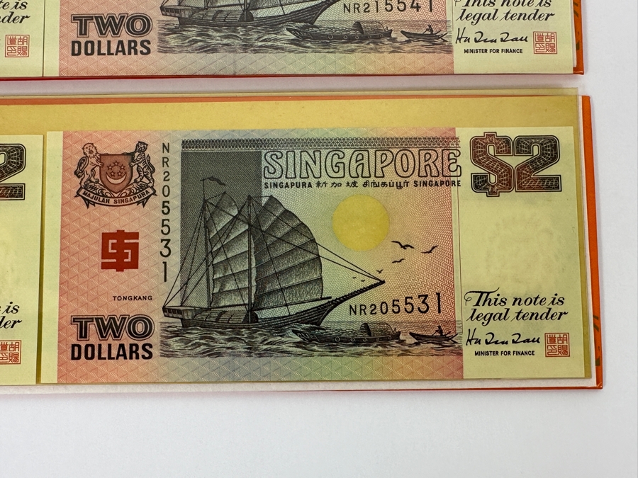 (6) Mint Uncirculated Singapore Two Dollar Bills The 'Ship' Series Paying Tribute To Merchant Shipping [Photo 3]