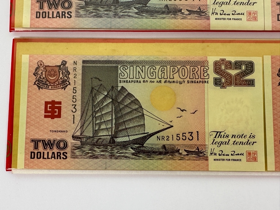 (6) Mint Uncirculated Singapore Two Dollar Bills The 'Ship' Series Paying Tribute To Merchant Shipping [Photo 2]