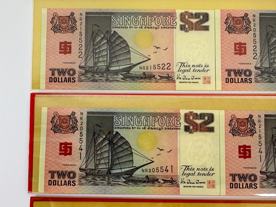 (6) Mint Uncirculated Singapore Two Dollar Bills The 'Ship' Series Paying Tribute To Merchant Shipping [Photo 5]