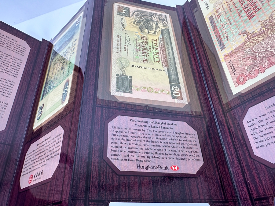 Vintage Mint Uncirculated Currency From The Hong Kong Collection 100 Standard Chartered Bank Banknote, 20 The Hong Kong And Shanghai Banking Corporation Limited Banknote & 20 Bank Of China Banknote [Photo 8]