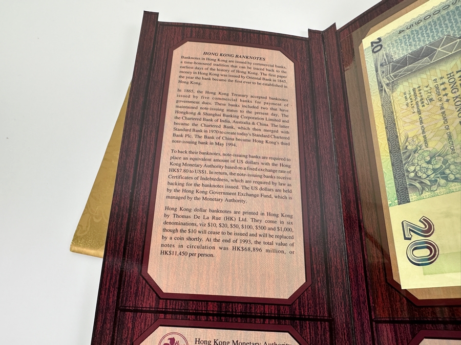 Vintage Mint Uncirculated Currency From The Hong Kong Collection 100 Standard Chartered Bank Banknote, 20 The Hong Kong And Shanghai Banking Corporation Limited Banknote & 20 Bank Of China Banknote [Photo 14]