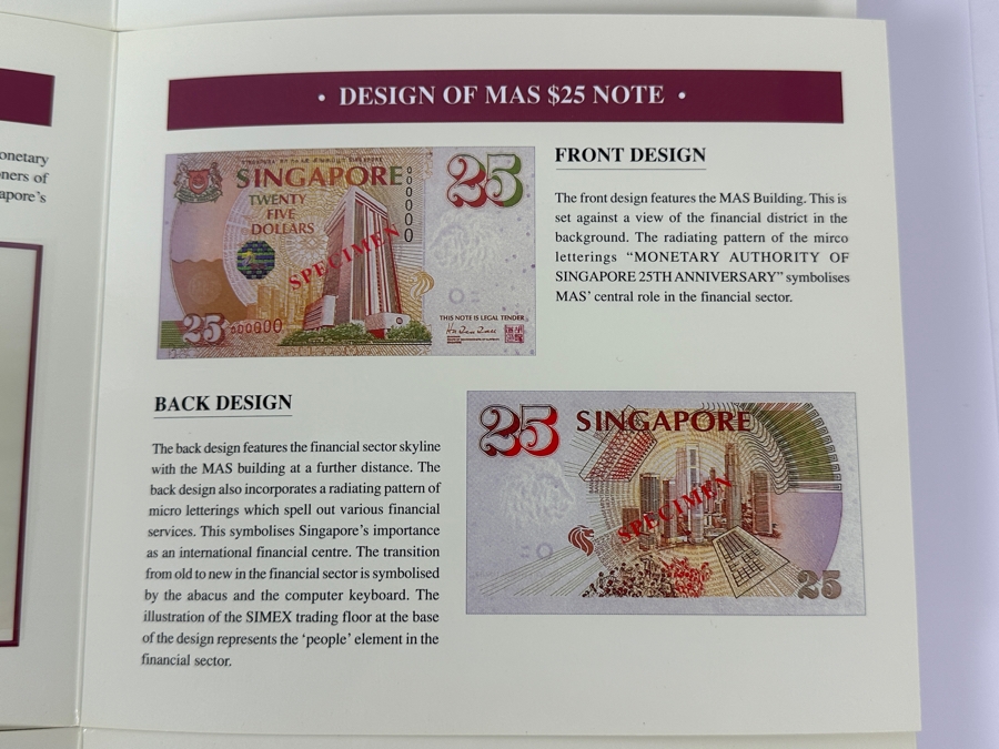 (3) Mint Uncirculated Singapore Twenty Five Dollars Bills Commemorating 25 Years Of Singapore 1971-1996 [Photo 6]
