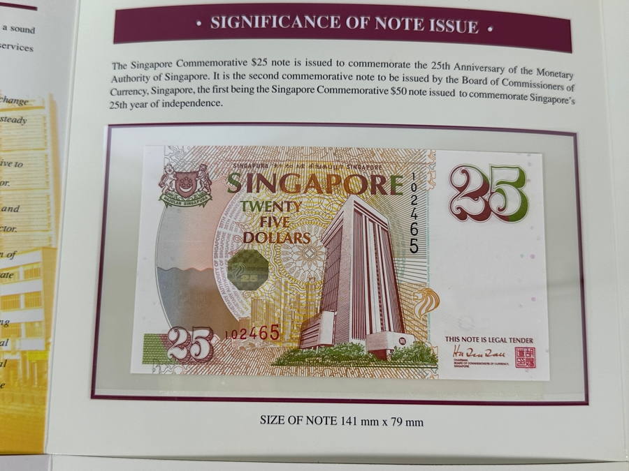 (3) Mint Uncirculated Singapore Twenty Five Dollars Bills Commemorating 25 Years Of Singapore 1971-1996 [Photo 4]