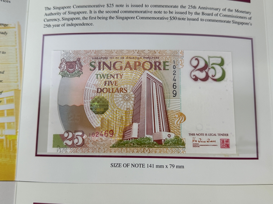 (3) Mint Uncirculated Singapore Twenty Five Dollars Bills Commemorating 25 Years Of Singapore 1971-1996 [Photo 5]