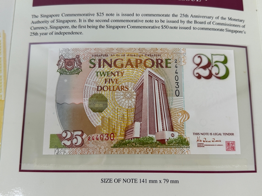 (3) Mint Uncirculated Singapore Twenty Five Dollars Bills Commemorating 25 Years Of Singapore 1971-1996 [Photo 2]