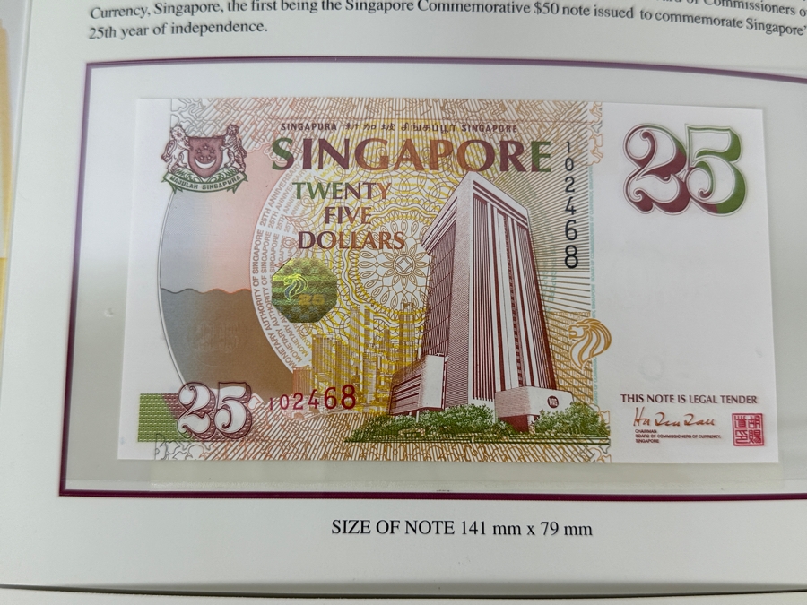 (3) Mint Uncirculated Singapore Twenty Five Dollars Bills Commemorating 25 Years Of Singapore 1971-1996 [Photo 4]