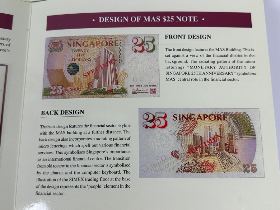 (3) Mint Uncirculated Singapore Twenty Five Dollars Bills Commemorating 25 Years Of Singapore 1971-1996 [Photo 5]