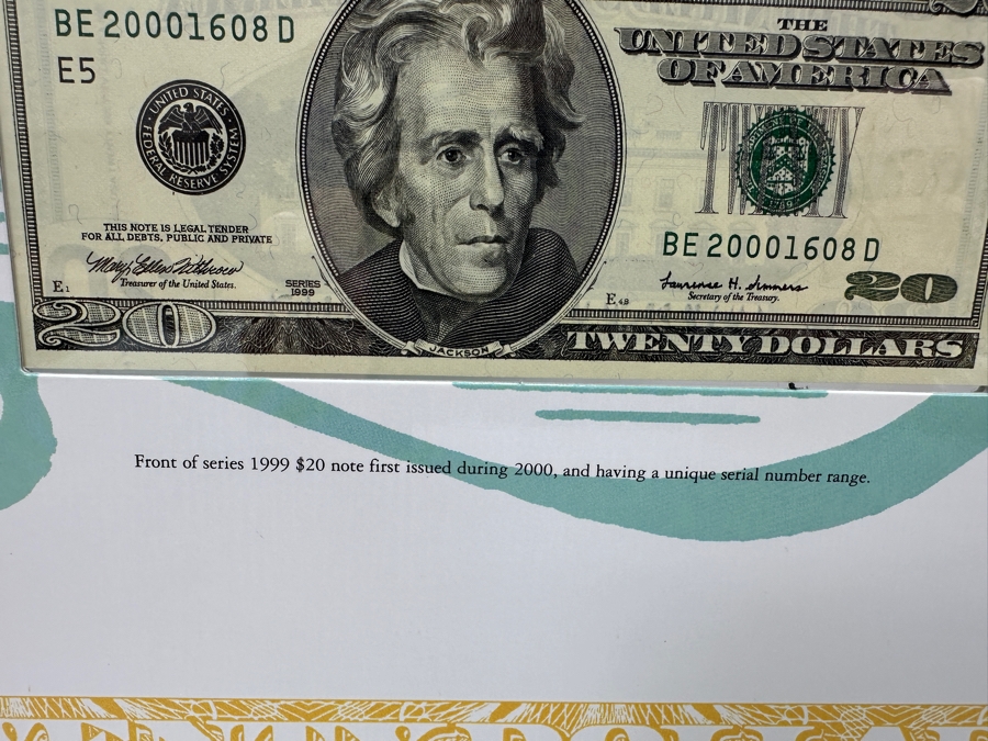 200th Anniversary Of The White House Premium Historical Portfolio With Uncirculated 1999 $20 Note First Issued During 2000 And Mint Pane Of 20 Commemorative White House Stamps [Photo 8]