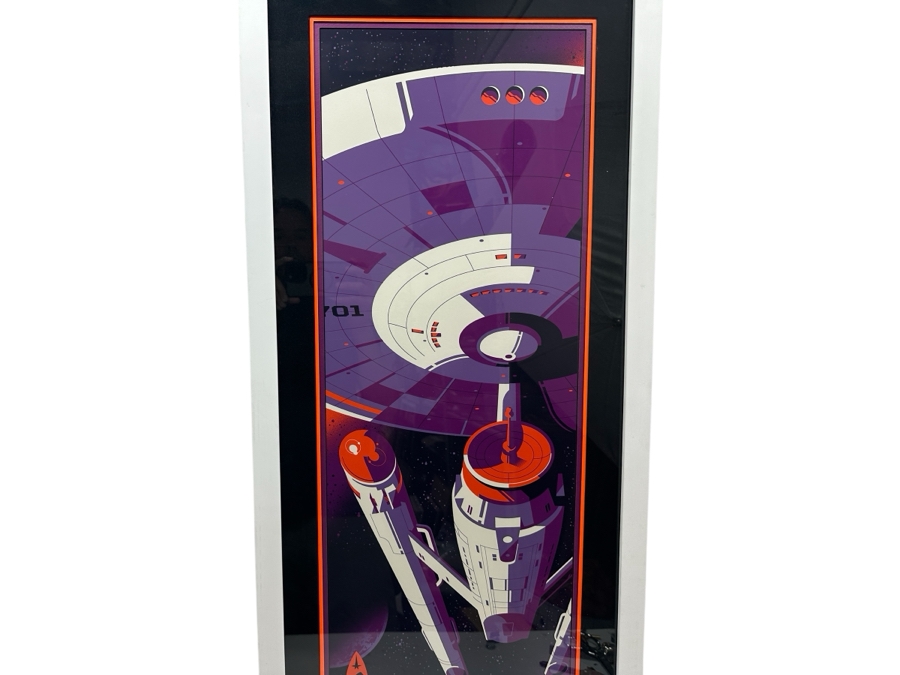 Tom Whalen Artist Signed Limited Edition Print 'Starship U.S.S. Enterprise NCC-1701 United Federation Of Planets' Numbered 70 Of 100 - 12' X 36' Nicely Framed 18' X 42' [Photo 2]