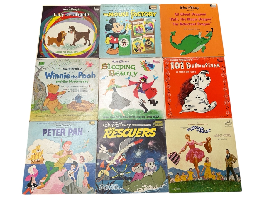 (9) Vintage Walt Disney Vinyl Records [Photo 1]