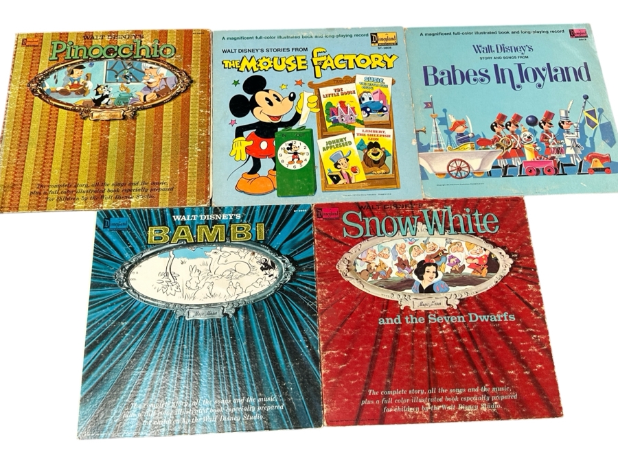 (5) Vintage Walt Disney Vinyl Records [Photo 1]
