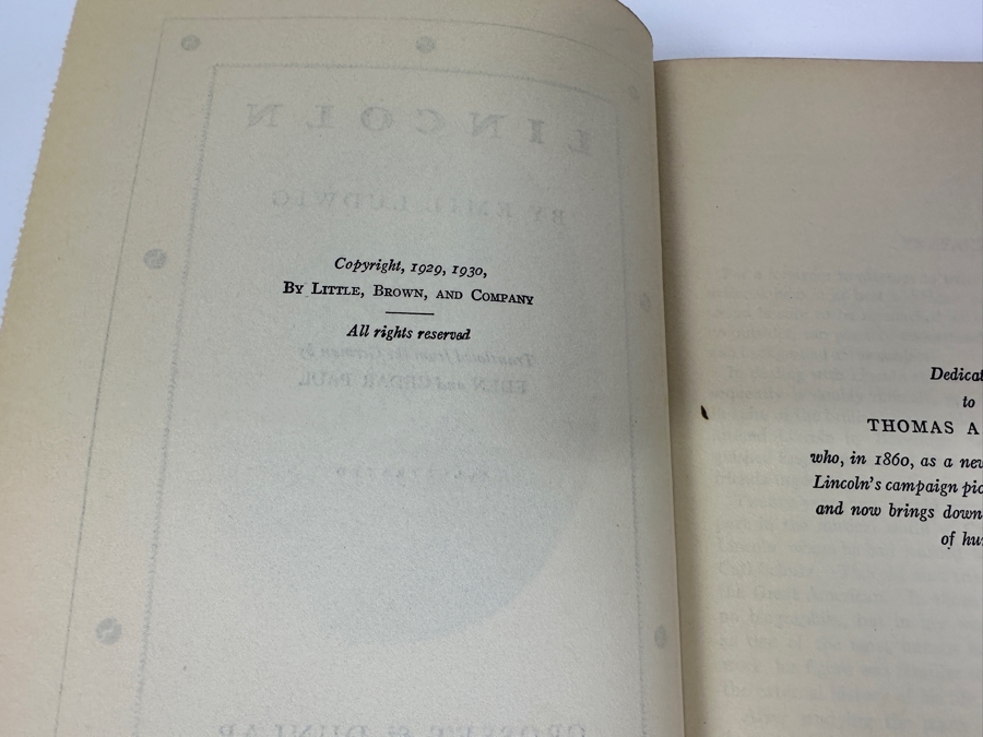 Vintage 1930 Hardcover Book Lincoln By Emil Ludwig [Photo 4]