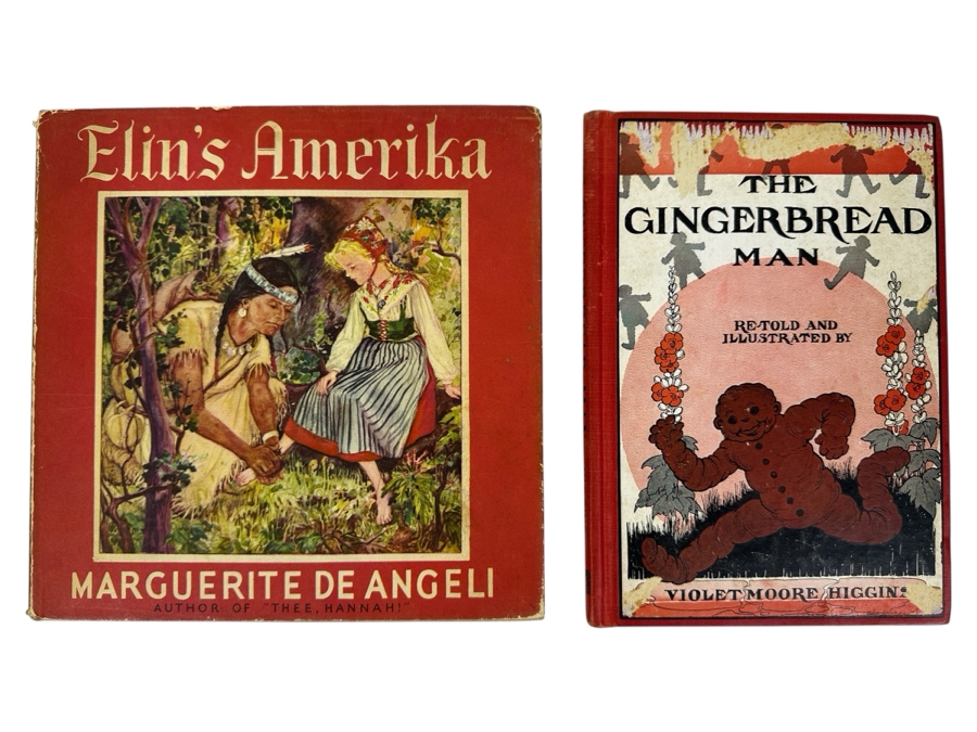 First Edition Hardcover Children's Book Elin's Amerika By Marguerite De Angeli And Tenth Printing Of The Gingerbread Man By Violet Moore Higgins [Photo 1]