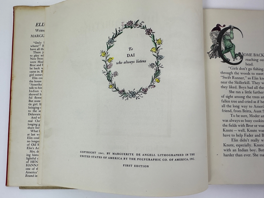First Edition Hardcover Children's Book Elin's Amerika By Marguerite De Angeli And Tenth Printing Of The Gingerbread Man By Violet Moore Higgins [Photo 5]
