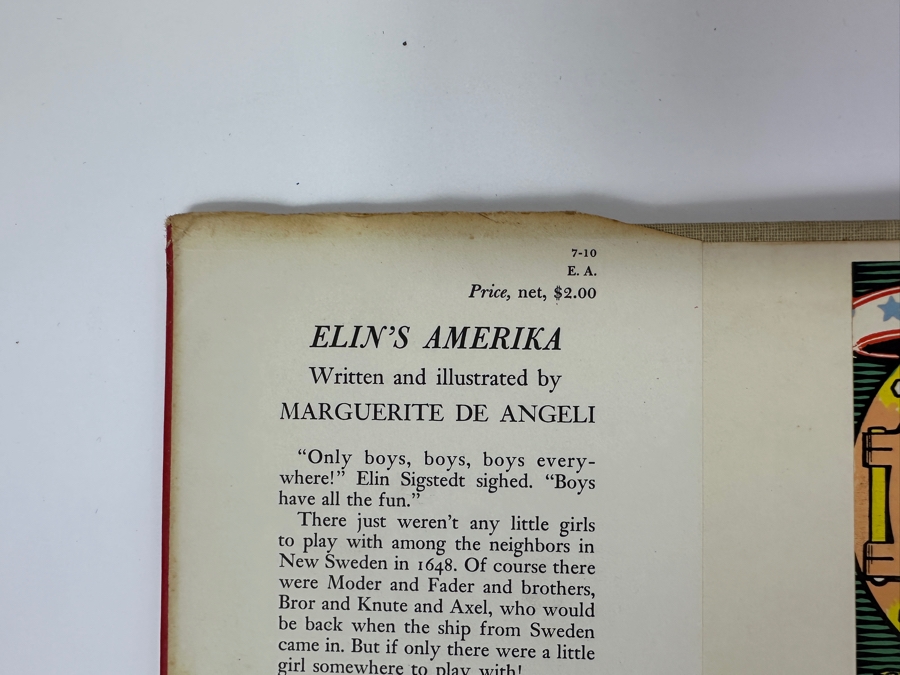 First Edition Hardcover Children's Book Elin's Amerika By Marguerite De Angeli And Tenth Printing Of The Gingerbread Man By Violet Moore Higgins [Photo 3]