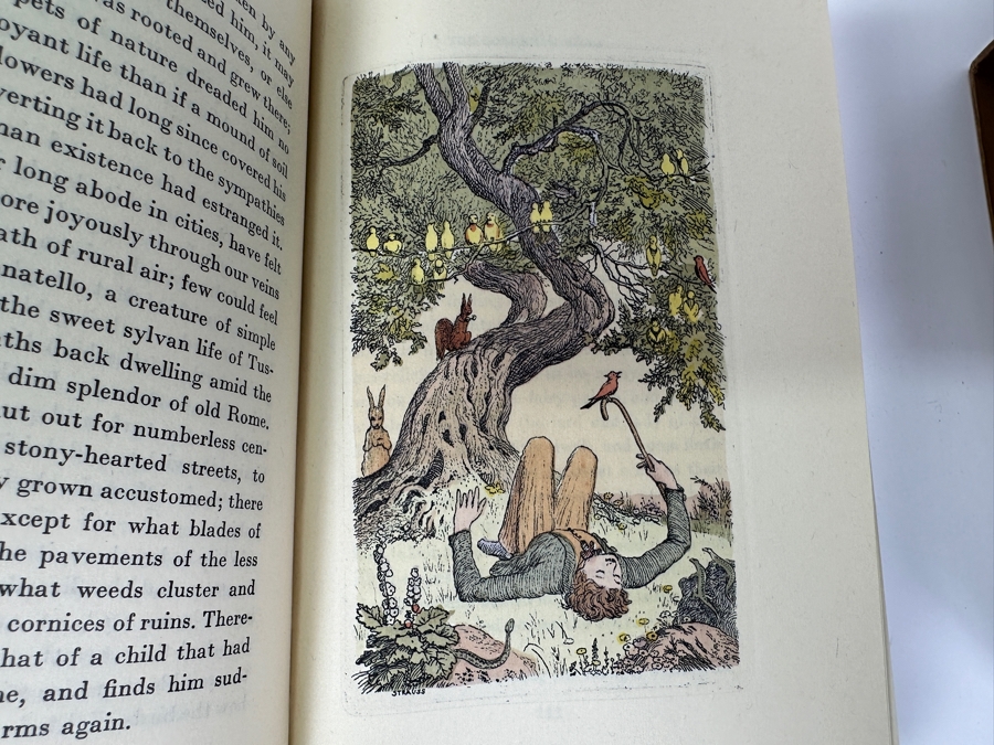 Signed Limited Editions Club 2 Volume Book With Slipcase: The Marble Faun By Nathaniel Hawthorne With Original Hand Colored Etchings By Carl Strauss Numbered 1323 Of 1500 Hand Signed By The Artist Carl Strauss [Photo 7]