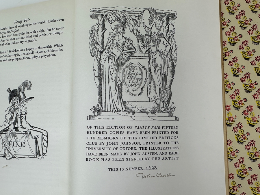 Signed Limited Editions Club Hardcover 2 Volume Book: Vanity Fair - A Novel Without A Hero By William Makepeace Thackeray Numbered 1323 Of 1500 Hand Signed By The Illustrator Artist John Austen [Photo 16]