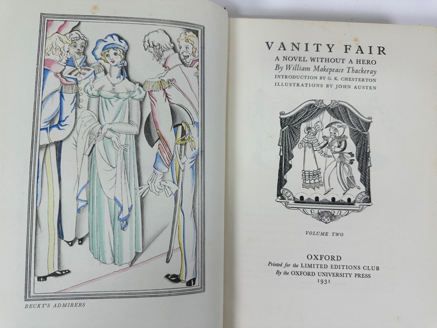 Signed Limited Editions Club Hardcover 2 Volume Book: Vanity Fair - A Novel Without A Hero By William Makepeace Thackeray Numbered 1323 Of 1500 Hand Signed By The Illustrator Artist John Austen [Photo 15]