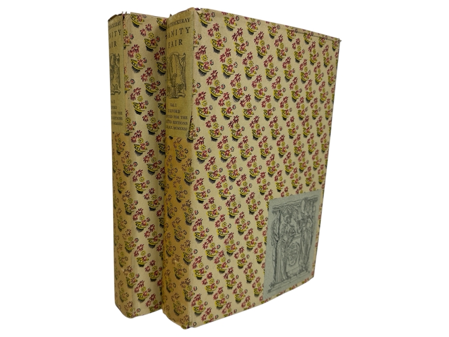 Signed Limited Editions Club Hardcover 2 Volume Book: Vanity Fair - A Novel Without A Hero By William Makepeace Thackeray Numbered 1323 Of 1500 Hand Signed By The Illustrator Artist John Austen [Photo 1]