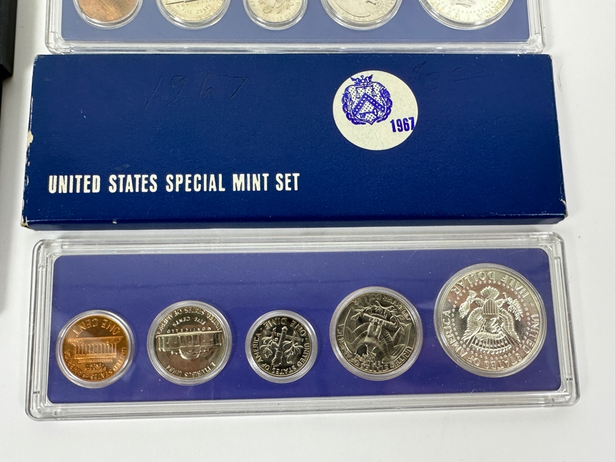 (4) United States Proof Coin Sets From The Years: 1963 (Silver Coins), 1966, 1967, And 1977 [Photo 14]