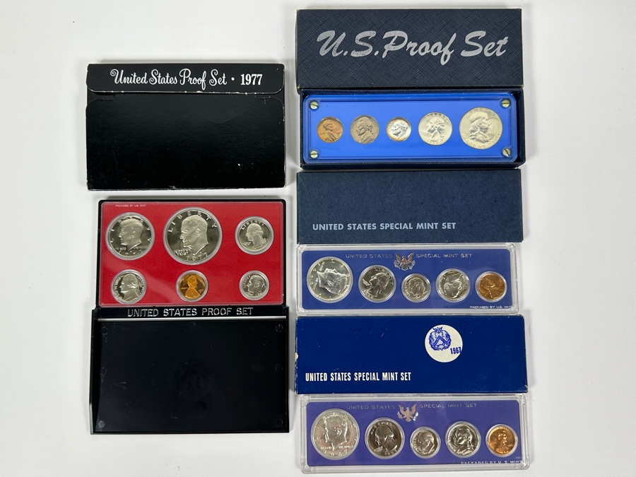 (4) United States Proof Coin Sets From The Years: 1963 (Silver Coins), 1966, 1967, And 1977 [Photo 2]