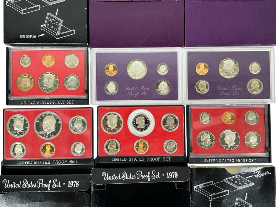 (7) United States Proof Coin Sets From The Years: 1978, 1979, 1981, 1982, 1984 And 1986