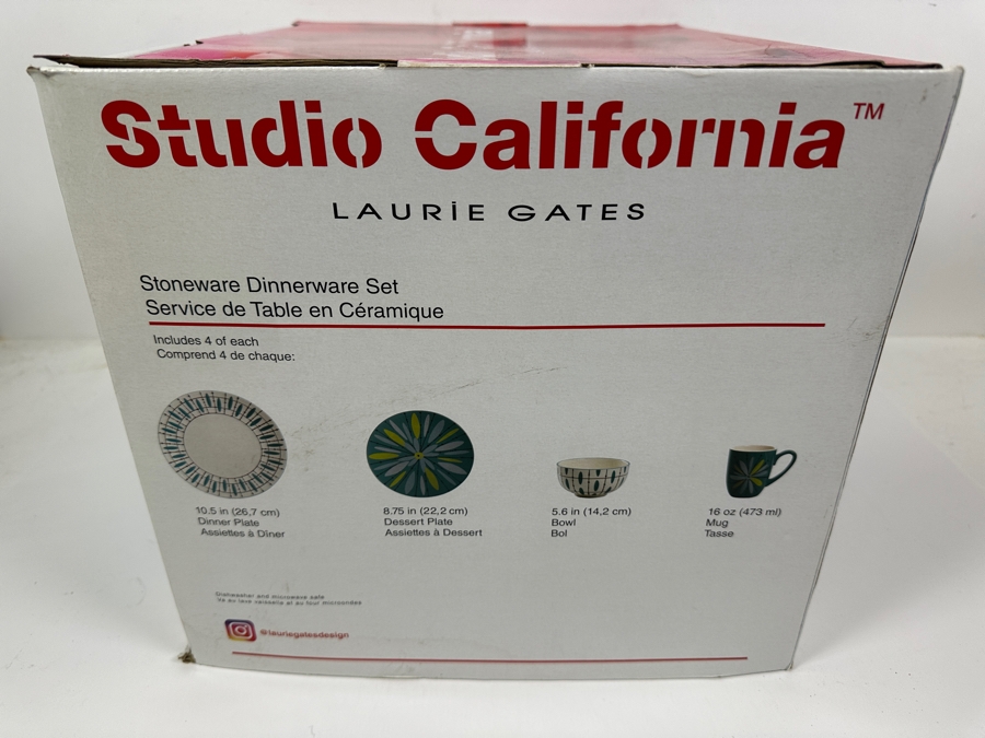 New 16 Piece Stoneware Dinnerware Set By Studio California Laurie Gates Luminescent Anza [Photo 4]