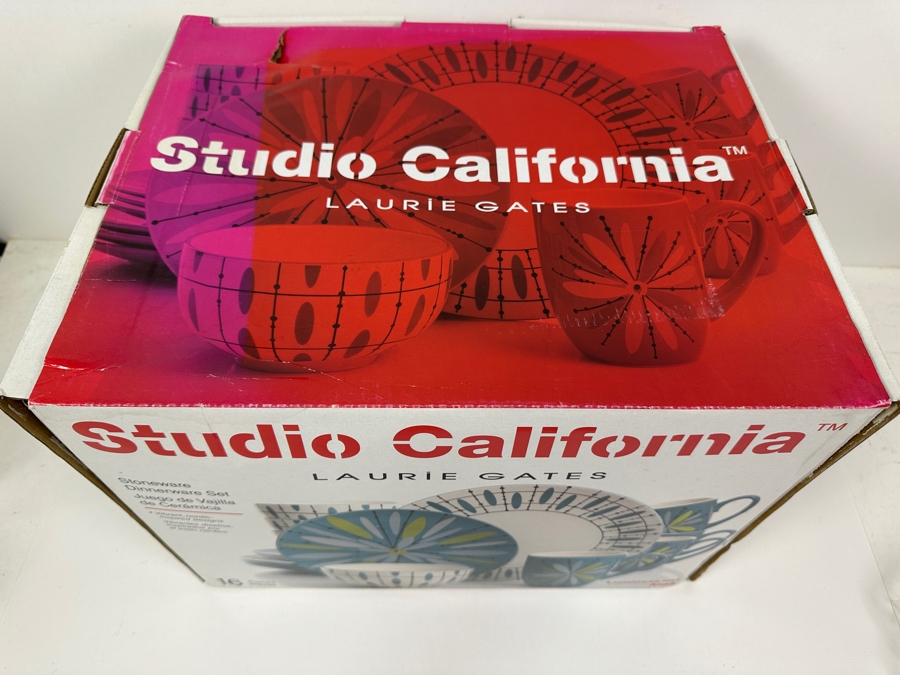 New 16 Piece Stoneware Dinnerware Set By Studio California Laurie Gates Luminescent Anza [Photo 3]