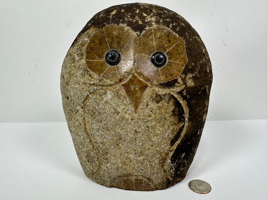 Carved Stone Owl Sculpture 8H [Photo 2]