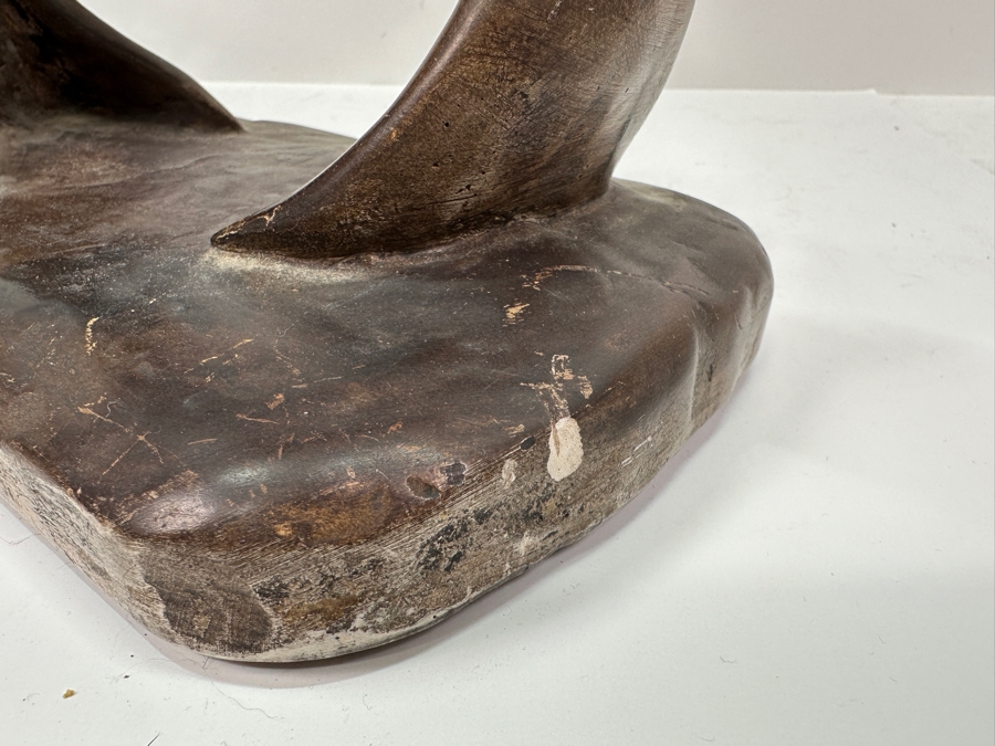 Vintage 1971 Signed Dolphin Pottery Sculpture 22.5W X 6D X 12.5H [Photo 5]