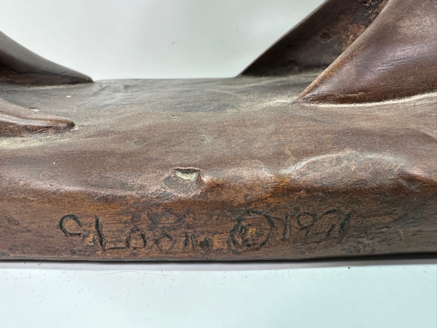 Vintage 1971 Signed Dolphin Pottery Sculpture 22.5W X 6D X 12.5H [Photo 7]