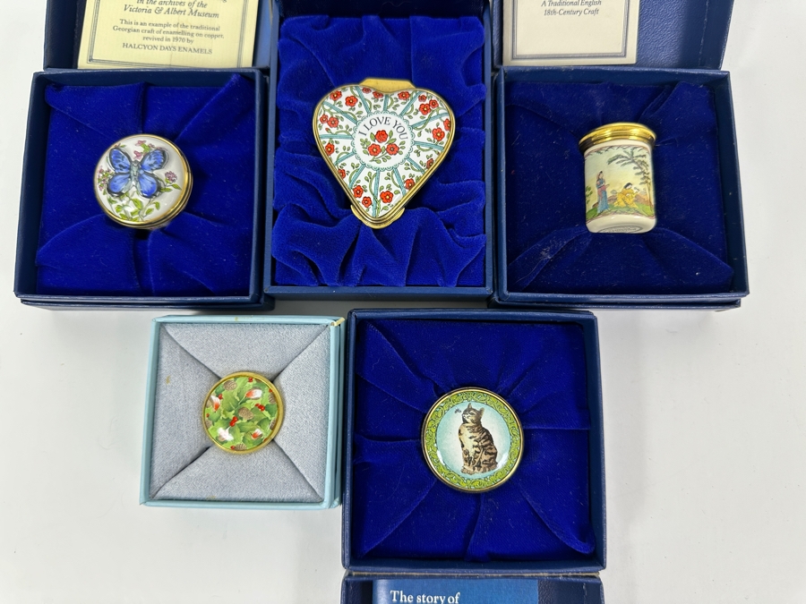 (5) Halcyon Days Enamel Boxes With Original Boxes [Photo 2]