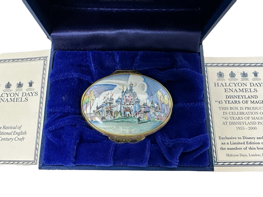 Limited Edition Halcyon Days Enamels Disneyland '45 Years Of Magic' Box With Original Box And COA