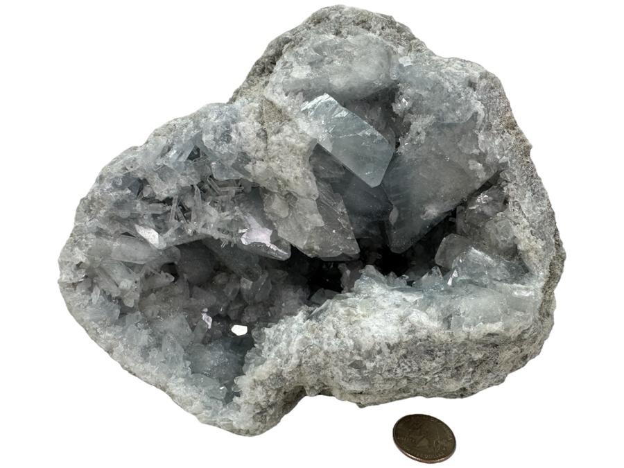 Blue Celestite Crystal Geode Half 7W X 6H