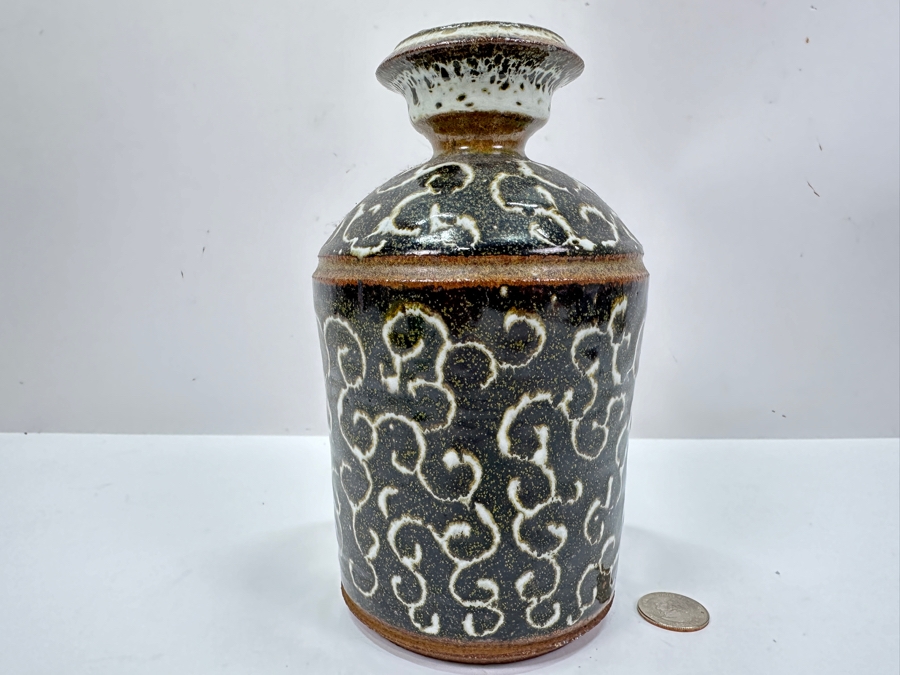 Signed Handmade Pottery Shack Glazed Art Pottery Vase 8H [Photo 2]